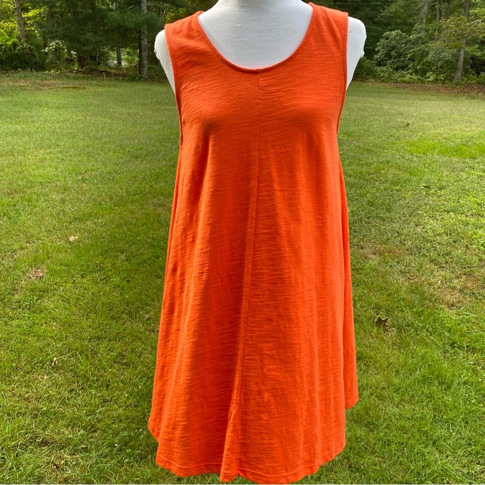 NEON BUDDHA DRESS MINI TUNIC ORANGE SLEEVELESS CUTOUT A-LINE TRAPEZE Size S